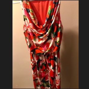 Red floral print dress